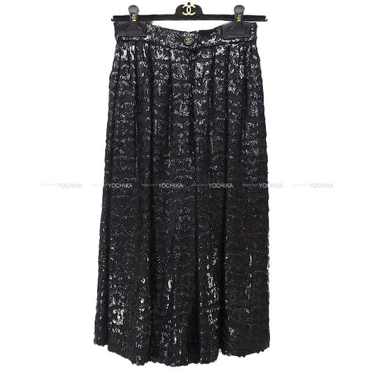 CHANEL Pants Wide Pants COCO Mark Button #34 Noir (Black) Viscose 52%/Silk 48% P73662[BRAND NEW][Authentic]