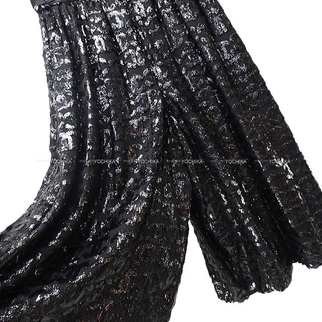 CHANEL Pants Wide Pants COCO Mark Button #34 Noir (Black) Viscose
