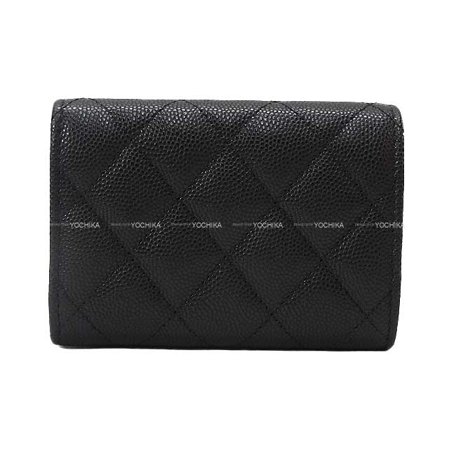 2023 AW CHANEL Tri-fold wallet COCO Mark Matelasse Noir (Black)/Purple Graind Calf(Caviarskin) Gold HW AP3518[BRAND NEW][Authentic]