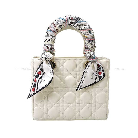 Christian Dior Handbag LADY DIOR MY ABCDIOR Small Mitzah Blanc (White) Cannage Lambskin Gold HW M05380CAL[BRAND NEW][Authentic]