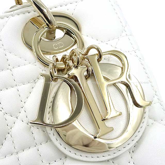 Christian Dior Handbag LADY DIOR MY ABCDIOR Small Mitzah Blanc (White) Cannage Lambskin Gold HW M05380CAL[BRAND NEW][Authentic]