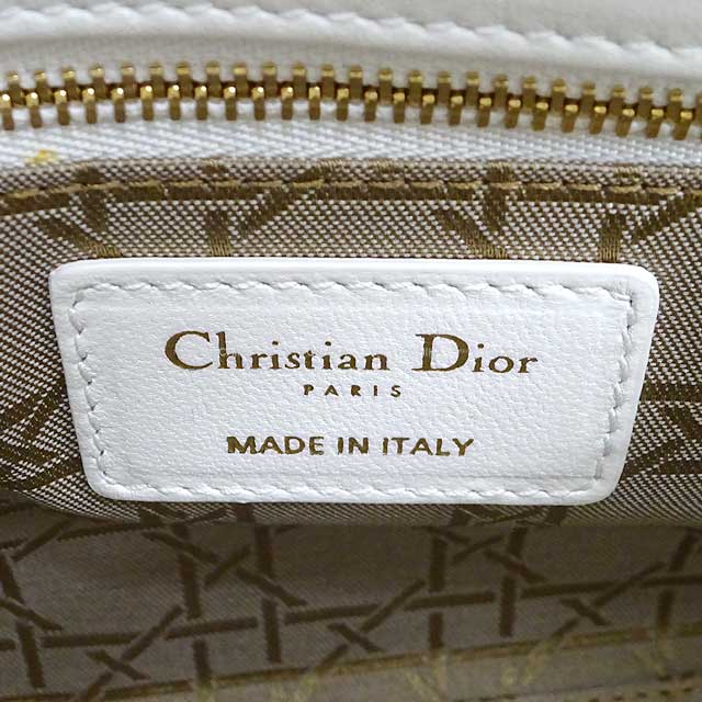 Christian Dior Handbag LADY DIOR MY ABCDIOR Small Mitzah Blanc (White) Cannage Lambskin Gold HW M05380CAL[BRAND NEW][Authentic]