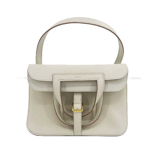 HERMES Shoulder bag Halzan 25 Beton Taurillon Clemence Gold HW Stamp U[BRAND NEW][Authentic]