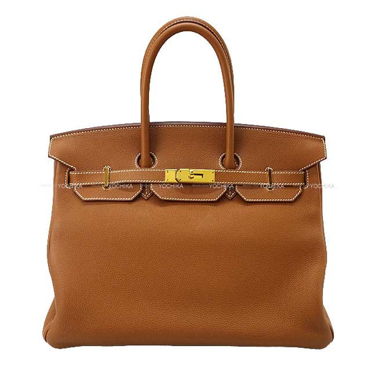 [Pre-loved] HERMES Handbag Birkin35 Gold Veau Jonathan Gold HW Stamp A[USED SA][Authentic]