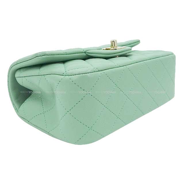 [Pre-loved] 2023 SS CHANEL Shoulder bag Top Handle20 Mini Flap Matelasse Mint Green Lambskin Gold HW AS2431[LIKE NEW][Authentic]