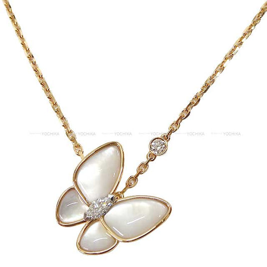 Van Cleef & Arpels necklace De Papillon Pendant Au750/Mother of pearl/Diamond 0.2ct Rose Gold HW VCARO8FO00[EXCELLENT][Authentic]