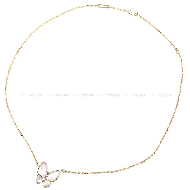 Van Cleef & Arpels necklace De Papillon Pendant Au750/Mother of pearl/Diamond 0.2ct Rose Gold HW VCARO8FO00[EXCELLENT][Authentic]