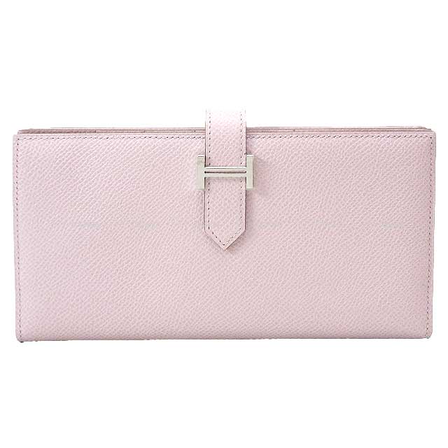 HERMES long wallet Bearn Soufflet Mauve Pale Veau Epsom Silver HW Stamp B[EXCELLENT][Authentic]