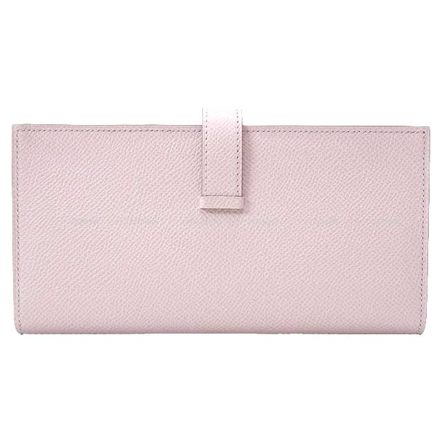 HERMES long wallet Bearn Soufflet Mauve Pale Veau Epsom Silver HW Stamp B[EXCELLENT][Authentic]