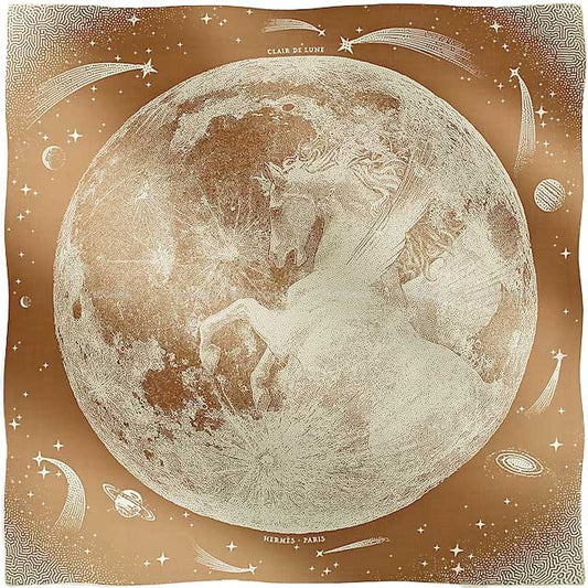 2023 AW HERMES scarf Carre 140 Clair de Lune Camel/White Cashmere65% / Silk35%[EXCELLENT][Authentic]