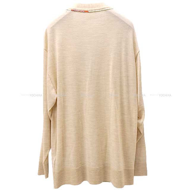 [Pre-loved] HERMES Cardigan Ladies Twillaine #34 Beige/Multicolor Wool/Nyron/Silk100%[LIKE NEW][Authentic]