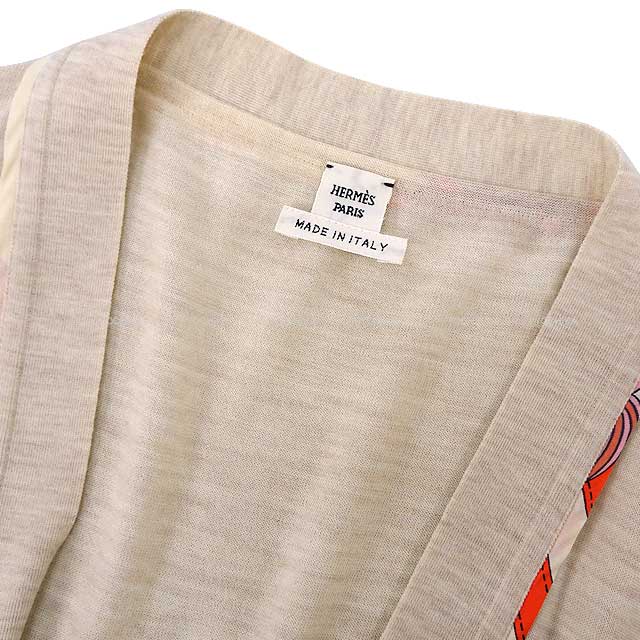 [Pre-loved] HERMES Cardigan Ladies Twillaine #34 Beige/Multicolor Wool/Nyron/Silk100%[LIKE NEW][Authentic]