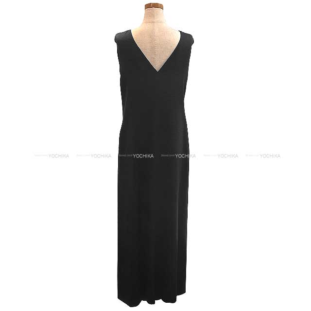 HERMES dress Ladies Long Dress No Sleeve Tassel Noir (Black) Silk100% 38[EXCELLENT][Authentic]