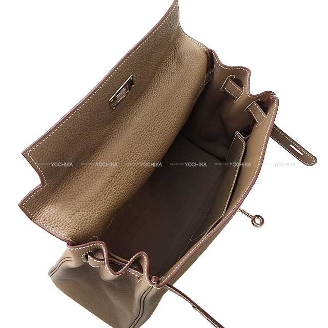 [Pre-loved] HERMES Shoulder bag Kelly28 Retourne Etoupe Veau Jonathan Silver HW Stamp A[USED SA][Authentic]