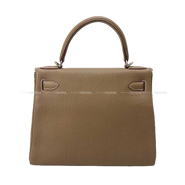 [Pre-loved] HERMES Shoulder bag Kelly28 Retourne Etoupe Veau Jonathan Silver HW Stamp A[USED SA][Authentic]
