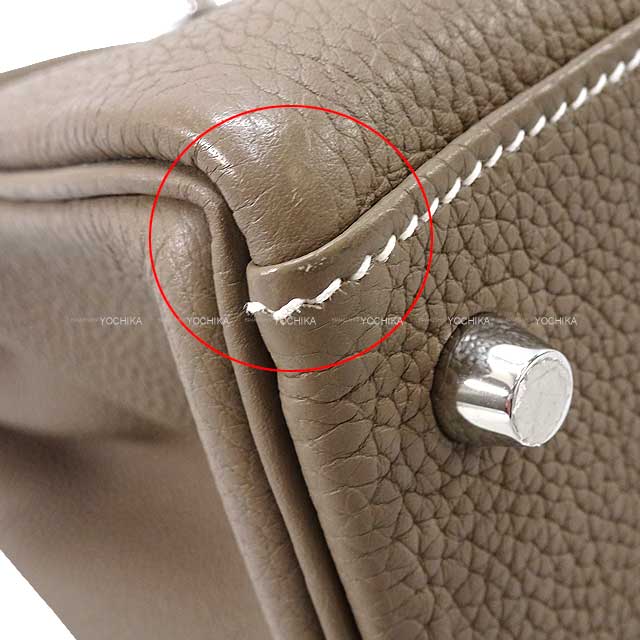[Pre-loved] HERMES Shoulder bag Kelly28 Retourne Etoupe Veau Jonathan Silver HW Stamp A[USED SA][Authentic]