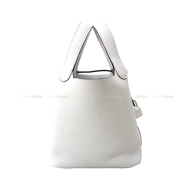 HERMES Handbag Picotin Lock 18 PM New White Taurillon Clemence Silver HW Stamp B[EXCELLENT][Authentic]