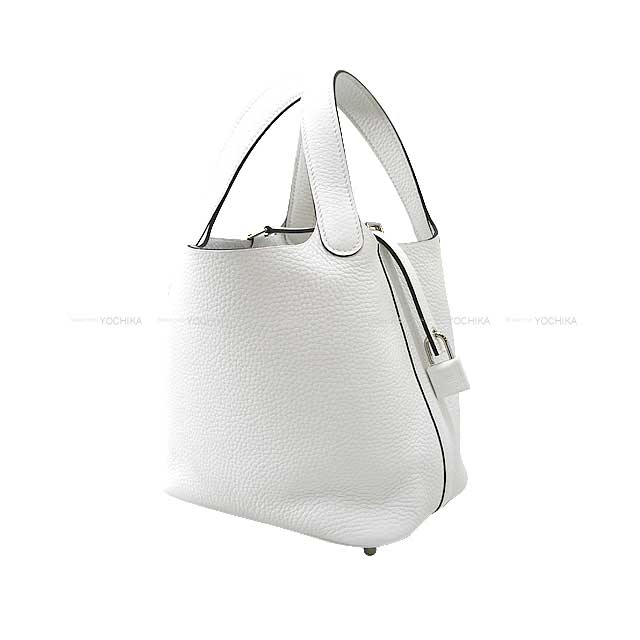 HERMES Handbag Picotin Lock 18 PM New White Taurillon Clemence Silver HW Stamp B[EXCELLENT][Authentic]