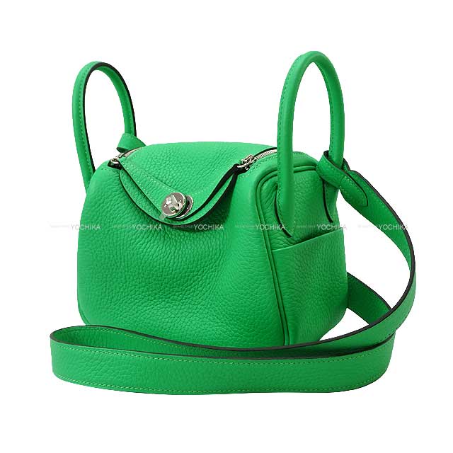 HERMES Shoulder bag Lindy mini 20 Vert comics Epsom Souple Silver HW Stamp B[EXCELLENT][Authentic]