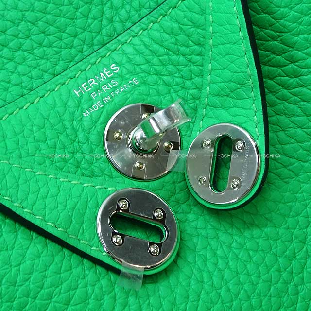 HERMES Shoulder bag Lindy mini 20 Vert comics Epsom Souple Silver HW Stamp B[EXCELLENT][Authentic]