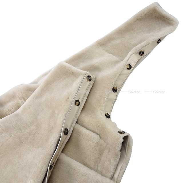 2023AW HERMES Poncho Ladies Jacket #34 Beige Glaise Mouton 34[EXCELLENT][Authentic]