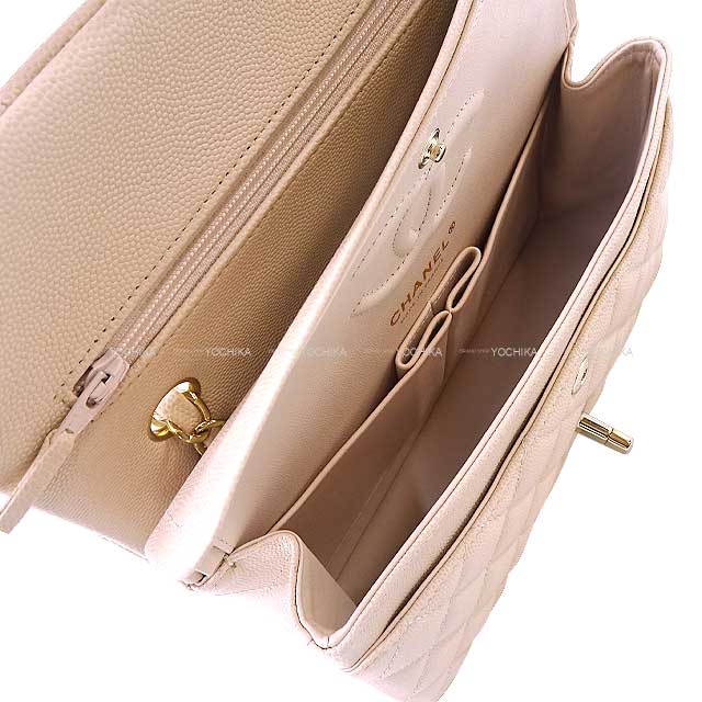 CHANEL Shoulder bag Matelasse 23 COCO Mark W Flap Chain Beige Graind Calf(Caviarskin) Champagne Gold HW A01113[EXCELLENT][Authentic]