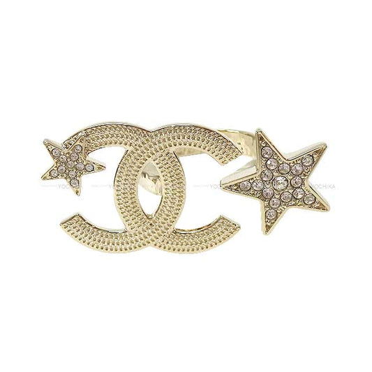 2023 NEW Pret a porter Collection CHANEL ring W Motif COCO Mark & Star Rhinestone #11 #51 Gold HW ABB503[BRAND NEW][Authentic]