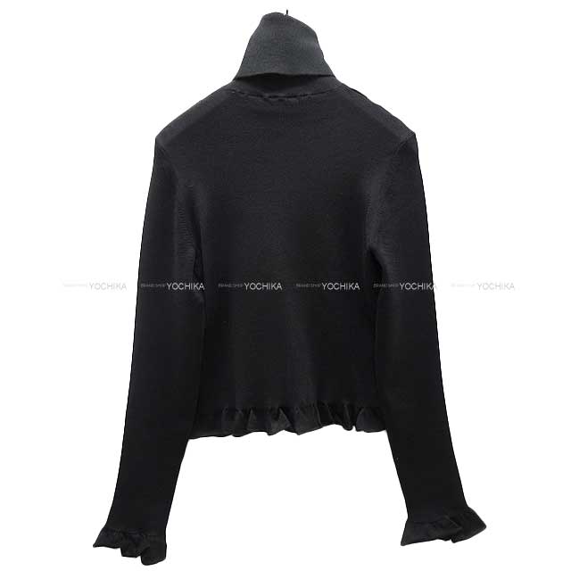 2023 AW CHANEL Knit Pullover Frill Turtleneck #36 Noir (Black) Silk53%/Cashmere47% Silver HW P75755[BRAND NEW][Authentic]