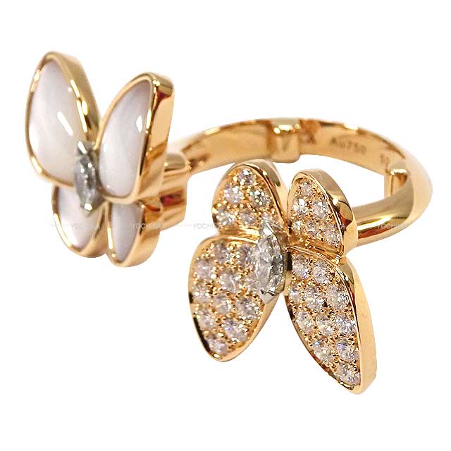 Van Cleef & Arpels ring De Papillon Entre les Doigts #52 Pink gold K18PG/Mother of Pearl/Diamond0.99ct Rose Gold HW[EXCELLENT][Authentic]