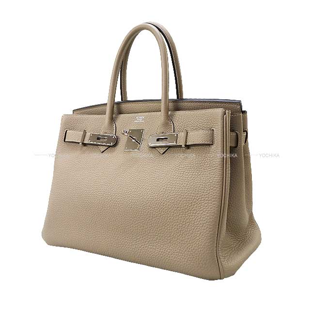 [Pre-loved] HERMES Handbag Birkin30 Gris Tourterelle Veau Jonathan Silver HW Stamp T[LIKE NEW][Authentic]