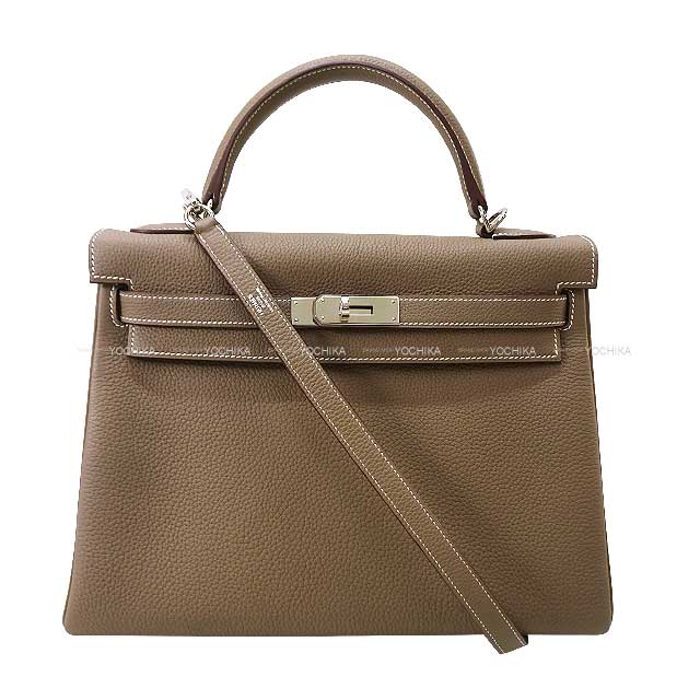 [Pre-loved] HERMES Shoulder bag Kelly32 Retourne Etoupe Veau Jonathan Silver HW Stamp A[LIKE NEW][Authentic]