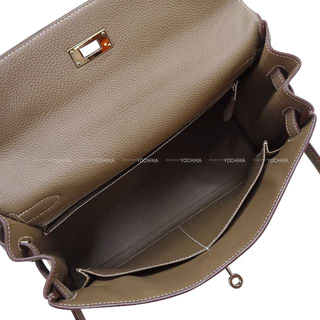 [Pre-loved] HERMES Shoulder bag Kelly32 Retourne Etoupe Veau Jonathan Silver HW Stamp A[LIKE NEW][Authentic]