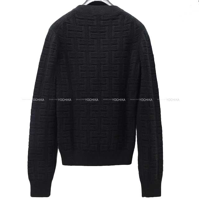 2022 AW HERMES Sweater Voyage Knit H Pattern Crewneck #34 Noir (Black) virgin wool[EXCELLENT][Authentic]