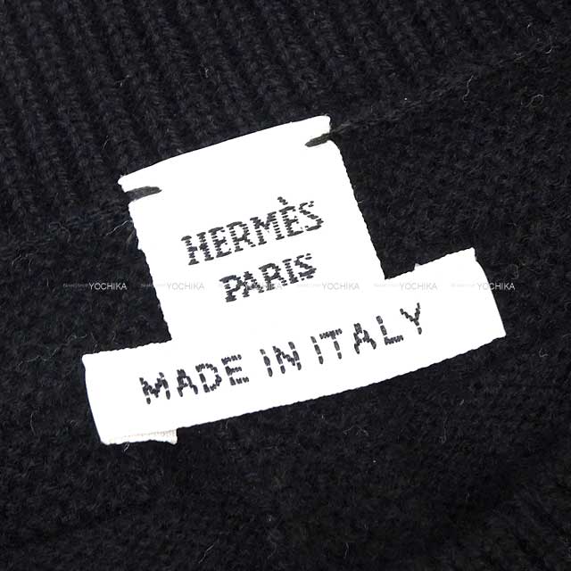 2022 AW HERMES Sweater Voyage Knit H Pattern Crewneck #34 Noir (Black) virgin wool[EXCELLENT][Authentic]