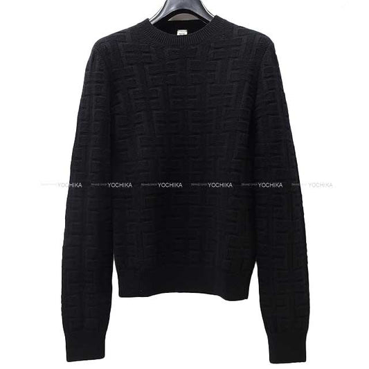 2022 AW HERMES Sweater Voyage Knit H Pattern Crewneck #34 Noir (Black) virgin wool[EXCELLENT][Authentic]