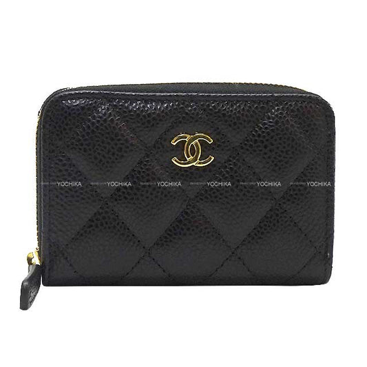 CHANEL card holder Matelasse Coco Mark Classic Zip Coin Purse Noir (Black)/Bordeaux Graind Calf(Caviarskin) Gold HW AP0216[BRAND NEW][Authentic]