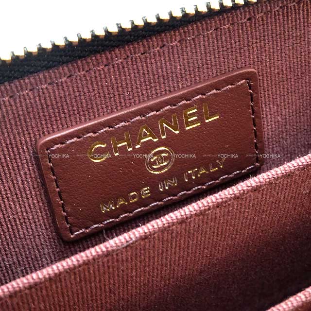 CHANEL card holder Matelasse Coco Mark Classic Zip Coin Purse Noir (Black)/Bordeaux Graind Calf(Caviarskin) Gold HW AP0216[BRAND NEW][Authentic]