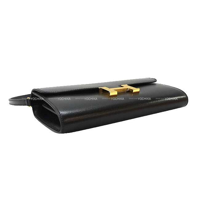 HERMES long wallet Constance Long wallet To Go Noir (Black) Box Calf Gold HW Stamp B[EXCELLENT][Authentic]