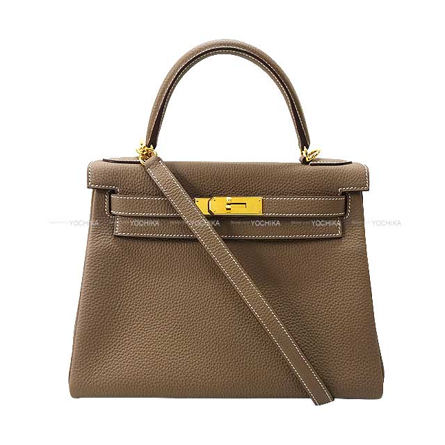 [Pre-loved] HERMES Shoulder bag Kelly28 Retourne Etoupe Veau Jonathan Gold HW Stamp C[LIKE NEW][Authentic]