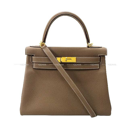 [Pre-loved] HERMES Shoulder bag Kelly28 Retourne Etoupe Veau Jonathan Gold HW Stamp C[LIKE NEW][Authentic]