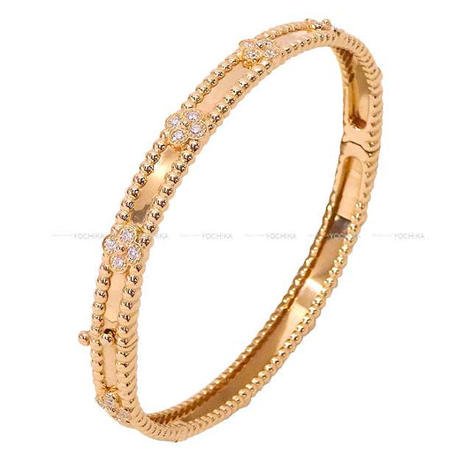 [Pre-loved] Van Cleef & Arpels bracelet Perlee Sweet clover Medium model Bangle 18K Pink gold/Diamond Rose Gold HW VCARP6X200[LIKE NEW][Authentic]