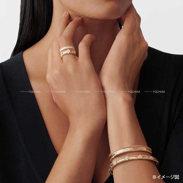 [Pre-loved] Van Cleef & Arpels bracelet Perlee Sweet clover Medium model Bangle 18K Pink gold/Diamond Rose Gold HW VCARP6X200[LIKE NEW][Authentic]