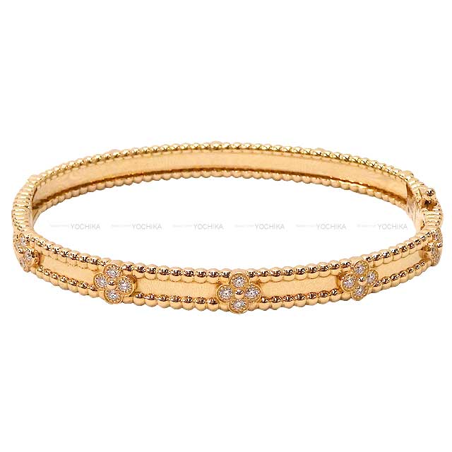[Pre-loved] Van Cleef & Arpels bracelet Perlee Sweet clover Medium model Bangle 18K Pink gold/Diamond Rose Gold HW VCARP6X200[LIKE NEW][Authentic]