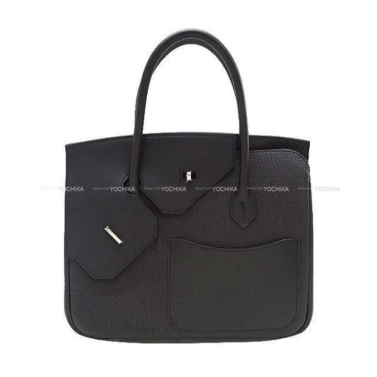 HERMES Handbag Birkin30 en Desordre Noir (Black) Evercalf/Veau Jonathan/Vache Liegee Silver HW Stamp B[EXCELLENT][Authentic]