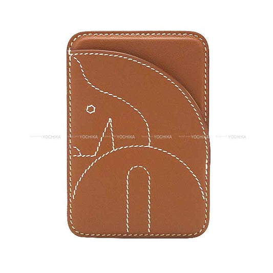 HERMES card holder MagSafe Eman Cheval Gold Veau Swift Stamp B[BRAND NEW][Authentic]