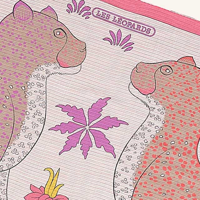 HERMES scarf Carre 140 LES LEOPARDS Orange/Rose/Violin Cashmere70% / Silk30%[EXCELLENT][Authentic]