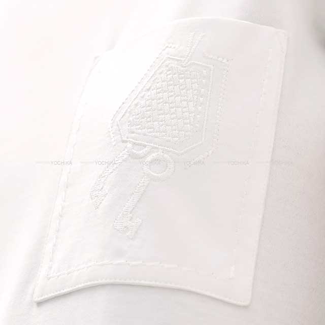 2021 HERMES Short sleeve t shirt Embroidery Pocket Key&Clochette #36 Blanc (White) Cotton100%[EXCELLENT][Authentic]