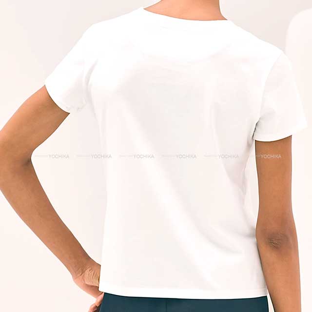 HERMES Short sleeve t shirt Embroidery Pocket Chaine D'ancre #36 Blanc (White) Cotton100%[EXCELLENT][Authentic]