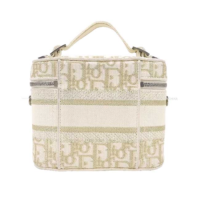 [Pre-loved] 2021 Holiday Collection Christian Dior Shoulder bag TRAVEL Vanity Small Top Handle Blanc (White)/Gold/Noir (Black) Dior Oblique Jacquard Silver HW 50-MA-1201[LIKE NEW][Authentic]