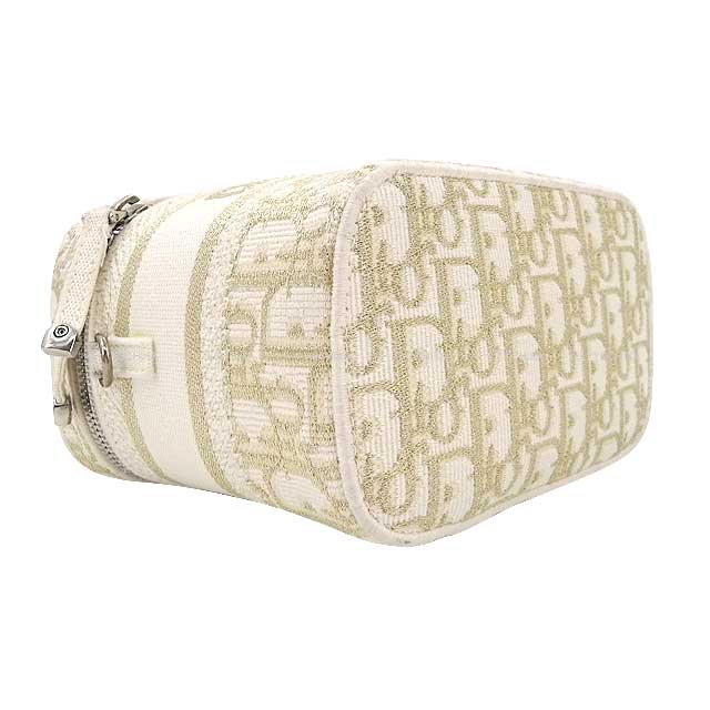 [Pre-loved] 2021 Holiday Collection Christian Dior Shoulder bag TRAVEL Vanity Small Top Handle Blanc (White)/Gold/Noir (Black) Dior Oblique Jacquard Silver HW 50-MA-1201[LIKE NEW][Authentic]